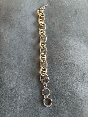 Designer Inspired Elegant Gold and Silver Tone Linked Bracelet